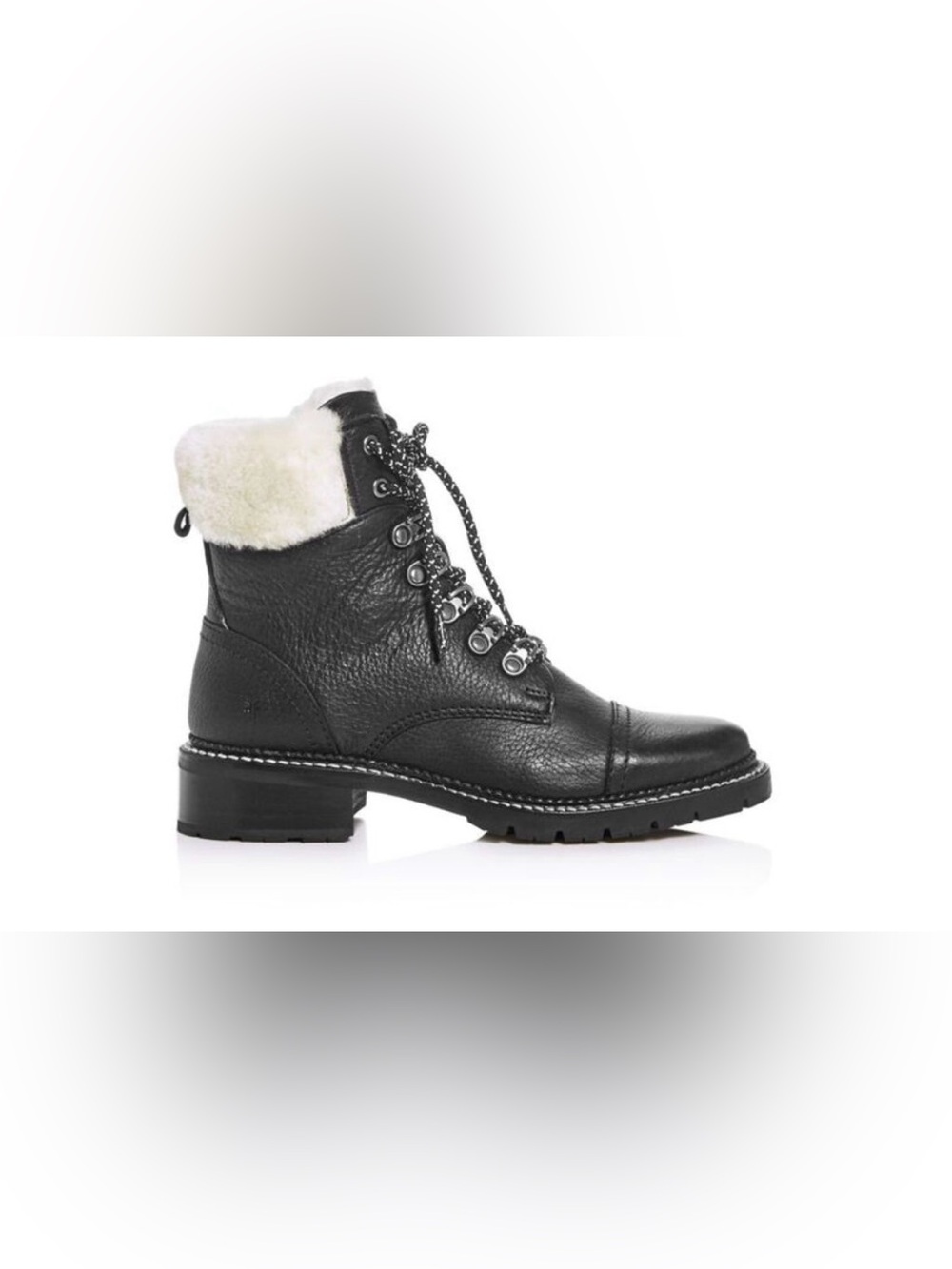 Frye Samantha pebbled leather shearling cuff lace up boots BNWOT size 10B